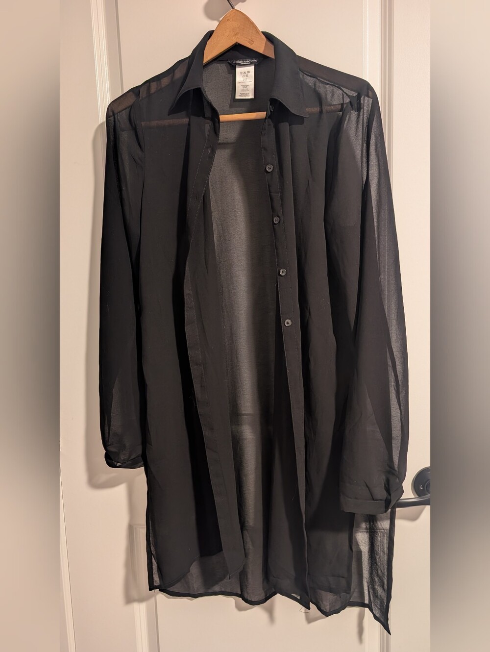 Carmen Marc Valvo Shirt Cover Up - Size Small Color Black